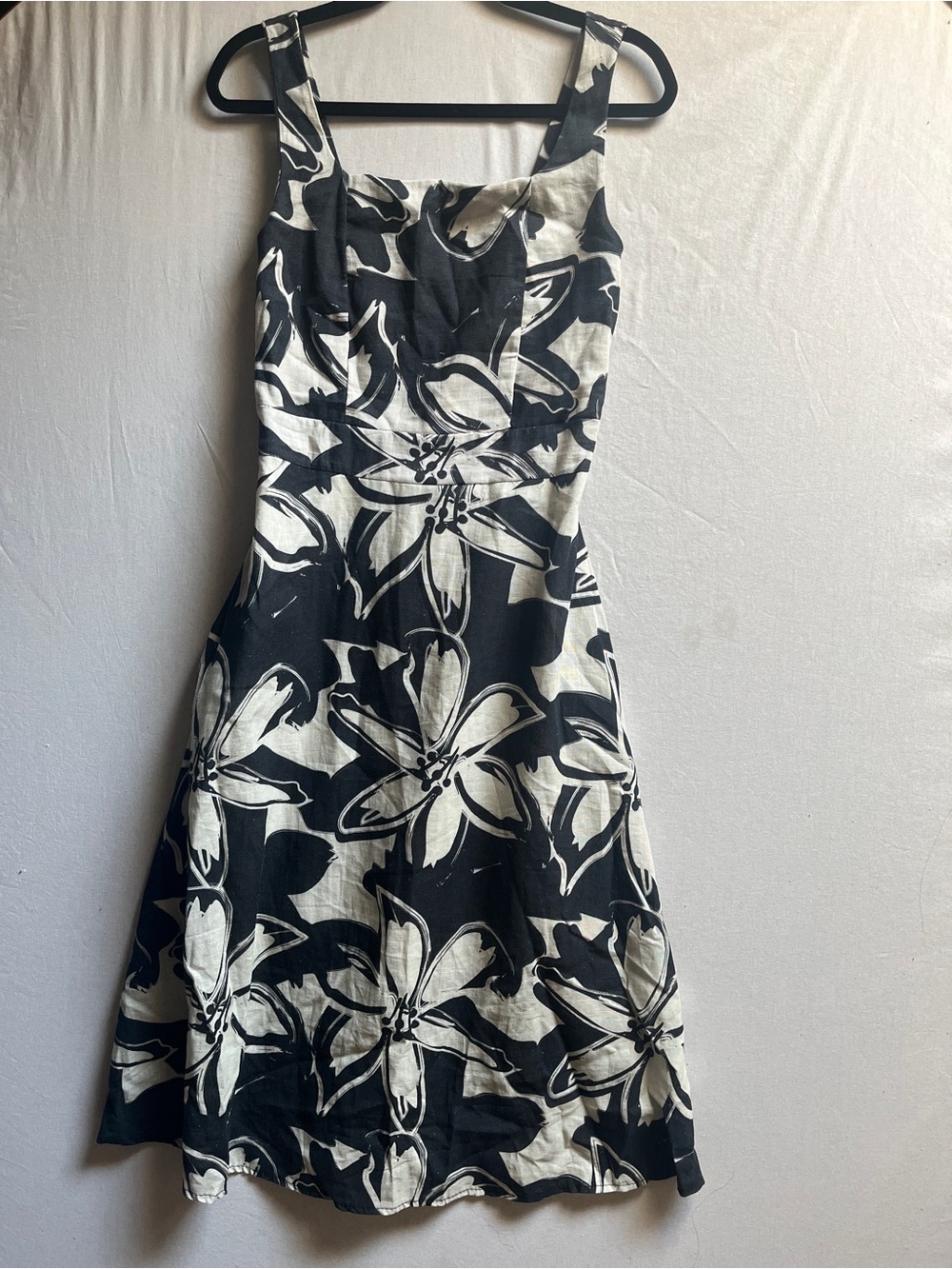 Italian Floral Linen Blend Strapless Smocked Midi Sundress Medium